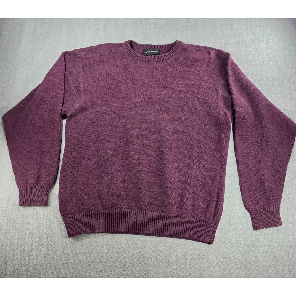Croft & Barrow Sweater Mens Large Burgundy Cotton Crew neck Knit Long‎ Sleeve
